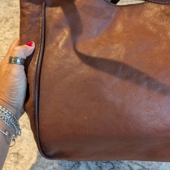 Frye Madison Cognac Leather Shoulder Hobo Bag - Picture 7 of 16